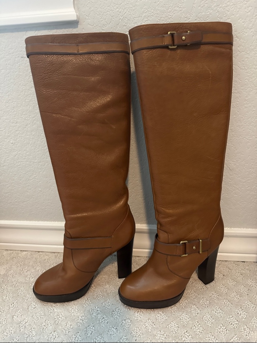 Coach Tall Cognac Leather Over-the-Knee Boots